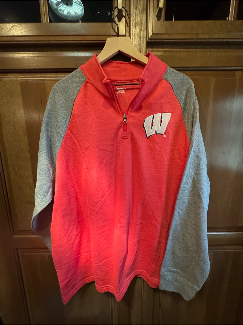 Wisconsin Badgers Red and Gray Quarter-Zip Collegiate Pullover